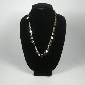 Charm Necklace Strand Panel 25 in Circles Vintage 1970 Goldtone Boho Statement